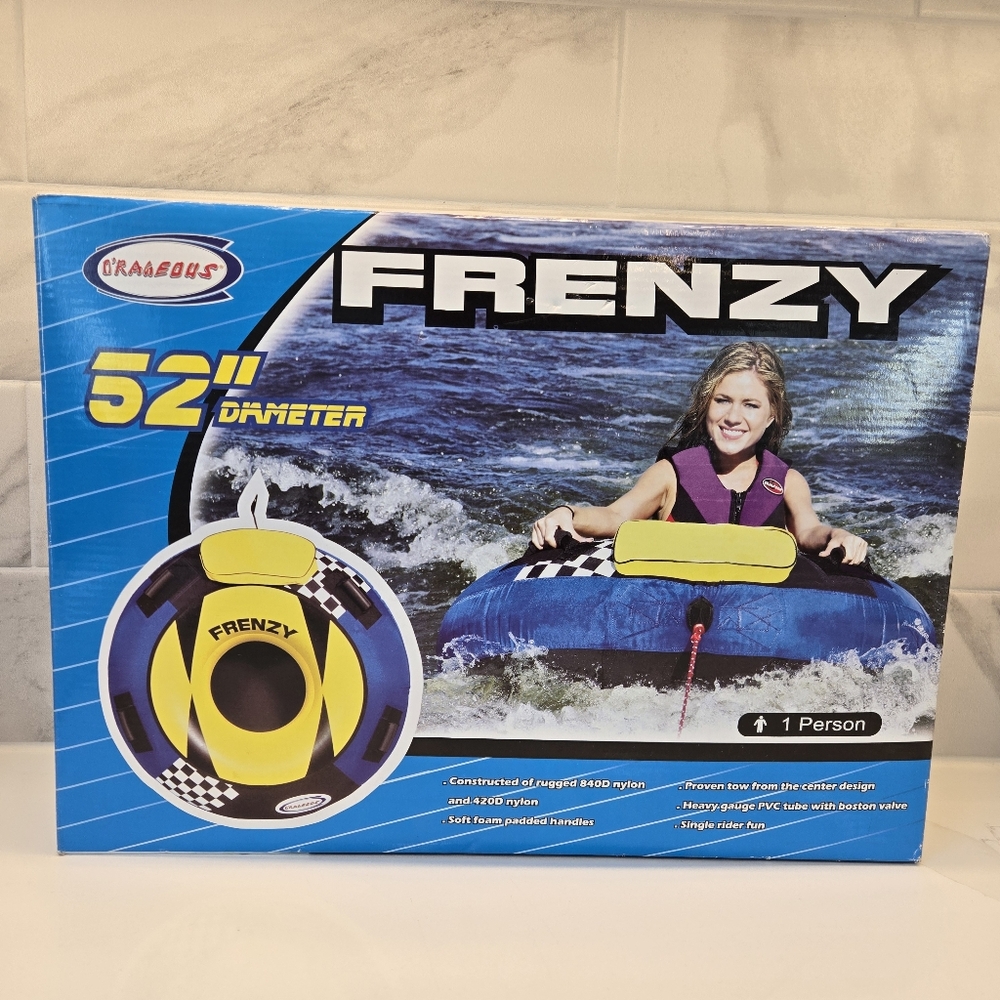 AquaPro Frenzy‎ 52” Towable Water Tube - 1 Person Inflatable Boating Raft - Nwot